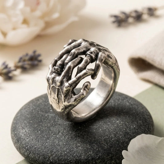 Black Gothic Rings With Geometric Retro Design