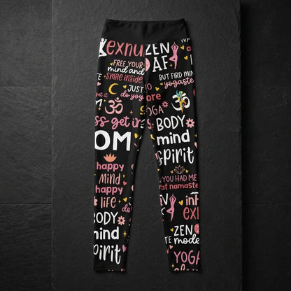 Black Yoga Pants With Inspirational Quote Print