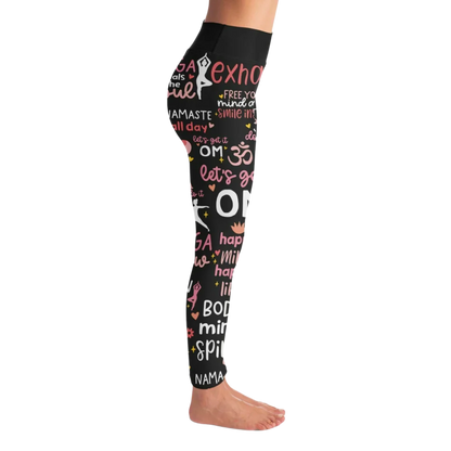 Black Yoga Pants With Inspirational Quote Print