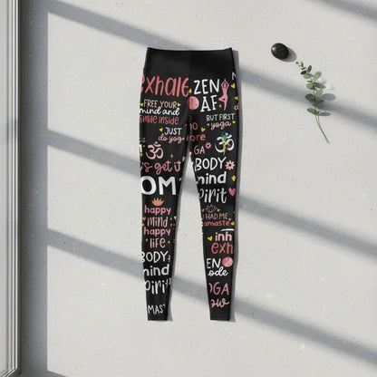 Black Yoga Pants With Inspirational Quote Print