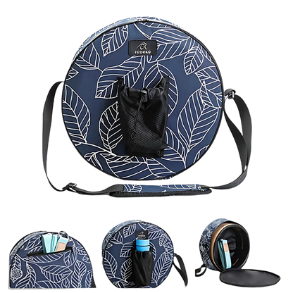 Blue Leaf Yoga Wheel Carrying Case With Canvas Body - Blue