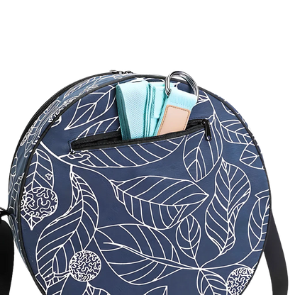 Blue Leaf Yoga Wheel Carrying Case With Canvas Body - Blue