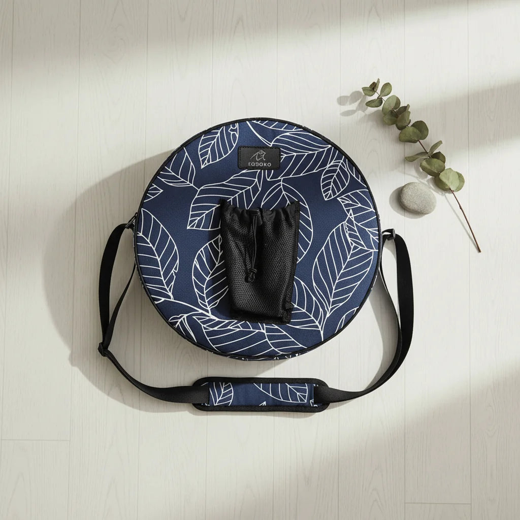 Blue Leaf Yoga Wheel Carrying Case With Canvas Body - Blue