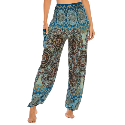 Boho Boho Pants In Vibrant Minimalist Prints - Sky Blue / one size