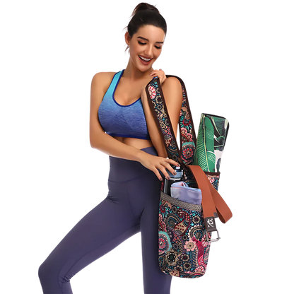 Boho Canvas Tote Yoga Bag With Front Pocket