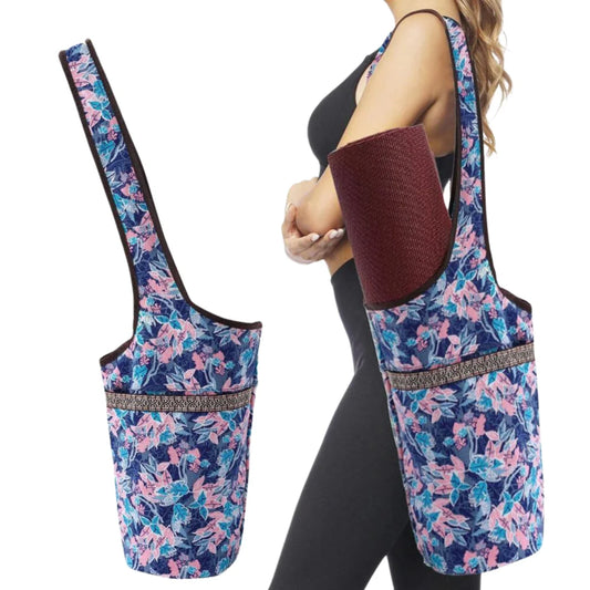 Boho Canvas Tote Yoga Bag With Front Pocket