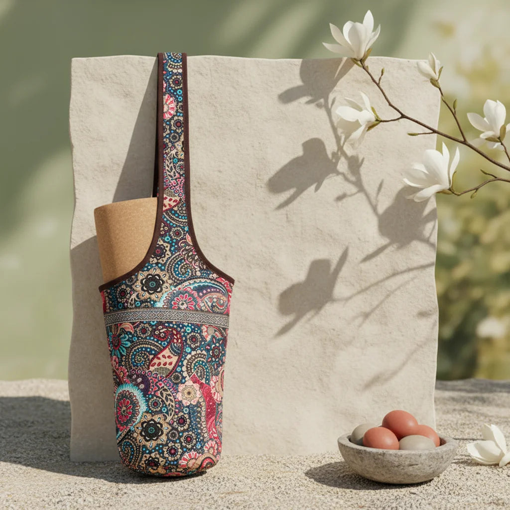 Boho Canvas Tote Yoga Bag With Front Pocket