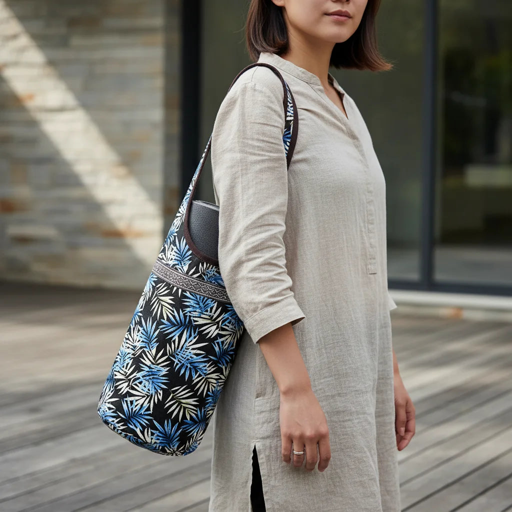 Boho Canvas Tote Yoga Bag With Front Pocket