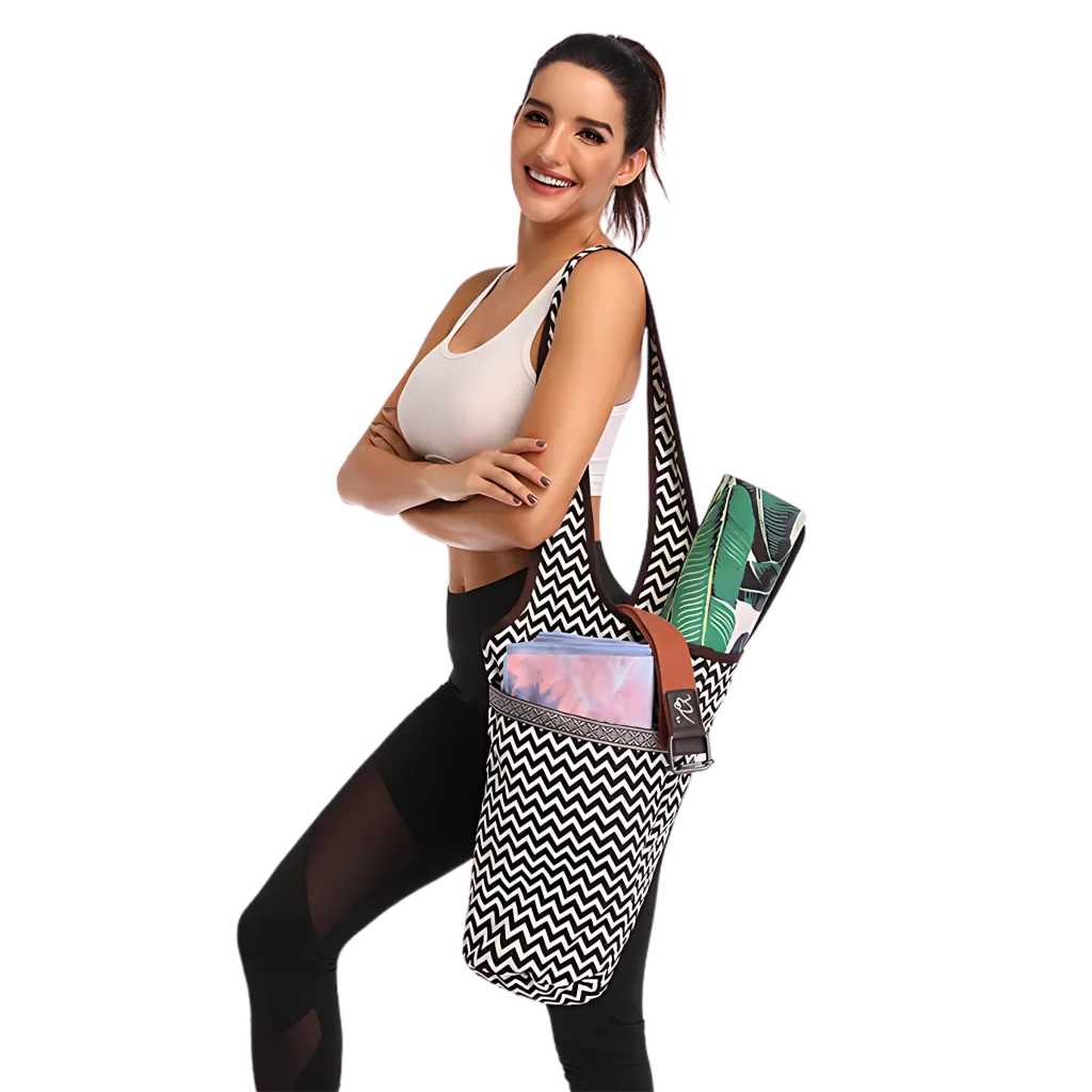 Boho Canvas Tote Yoga Bag With Front Pocket