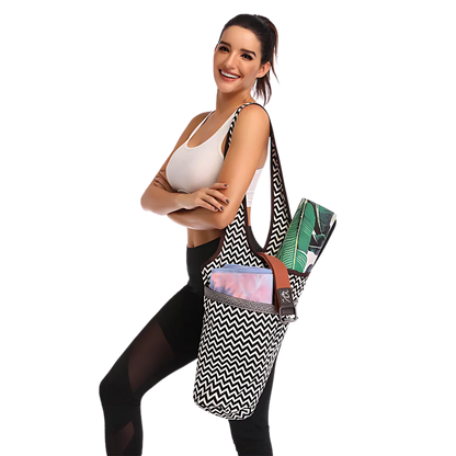 Boho Canvas Tote Yoga Bag With Front Pocket