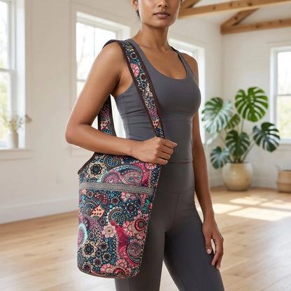 Boho Canvas Tote Yoga Bag With Front Pocket