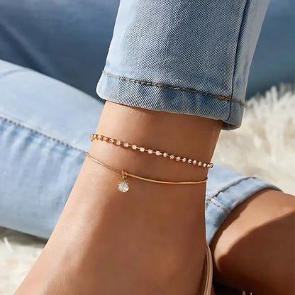 Boho Chic Ankle Bracelet Womens For Everyday Glam - Golden