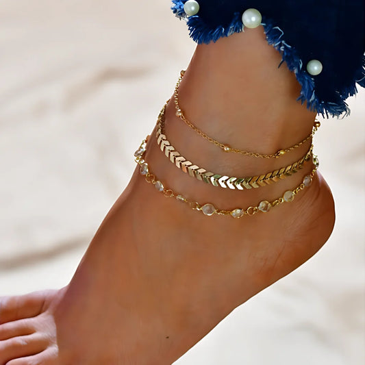Boho Chic Ankle Bracelet Womens For Everyday Glam - Golden B