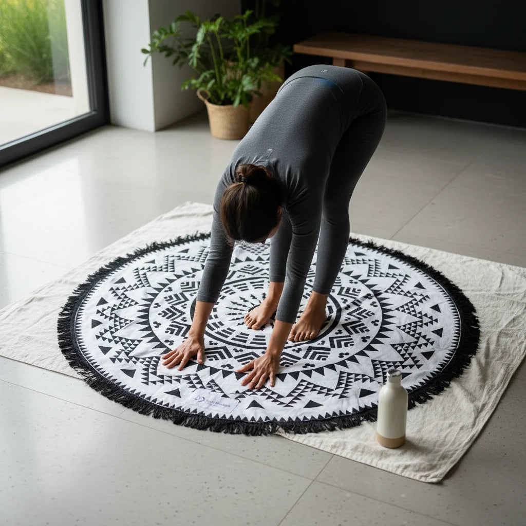 Boho Fringe Round Yoga Rug For Outdoor Practice - Style