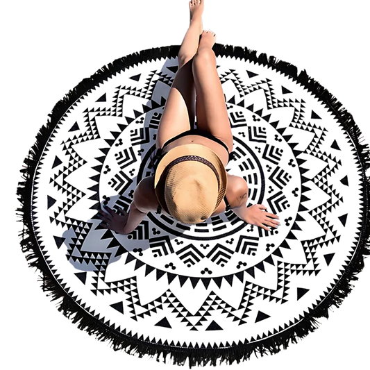 Boho Fringe Round Yoga Rug For Outdoor Practice - Style