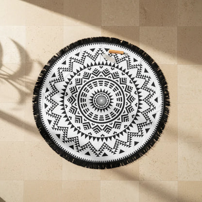 Boho Fringe Round Yoga Rug For Outdoor Practice - Style