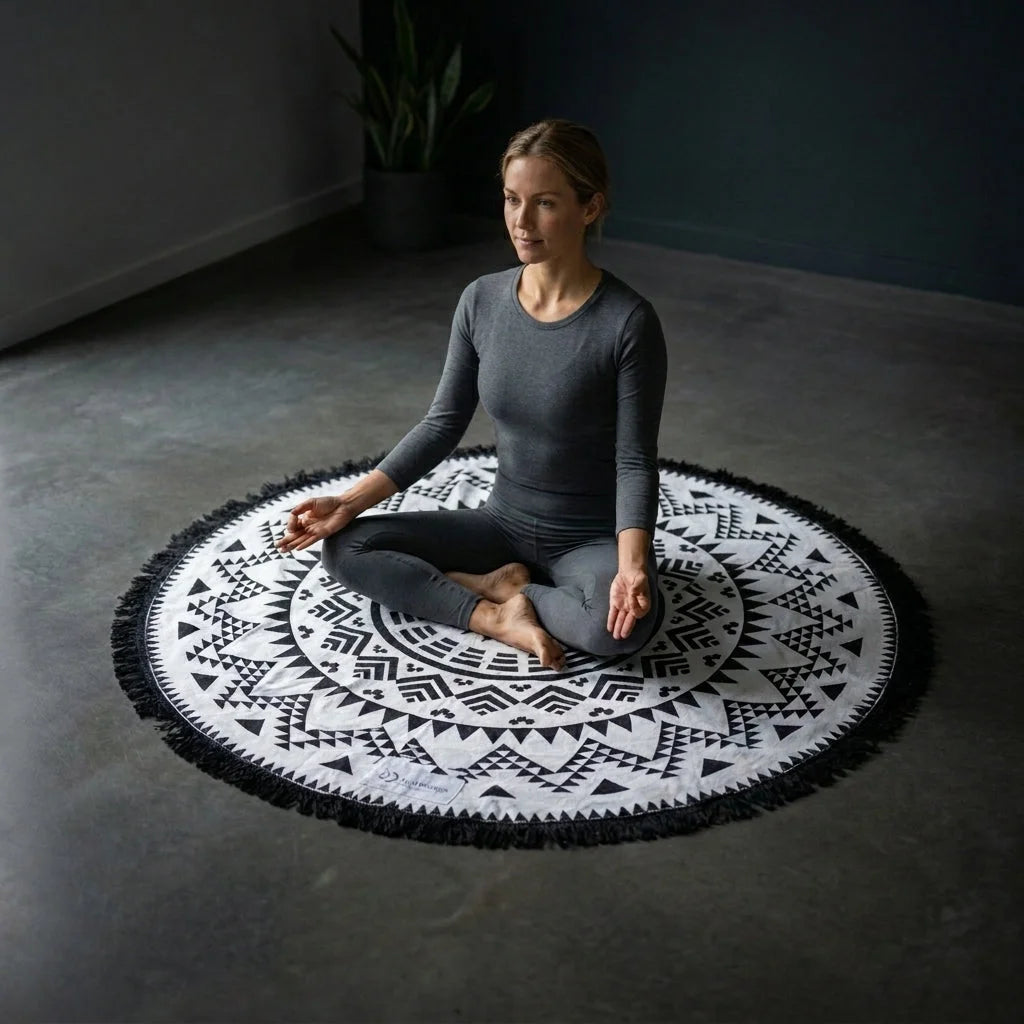 Boho Fringe Round Yoga Rug For Outdoor Practice - Style