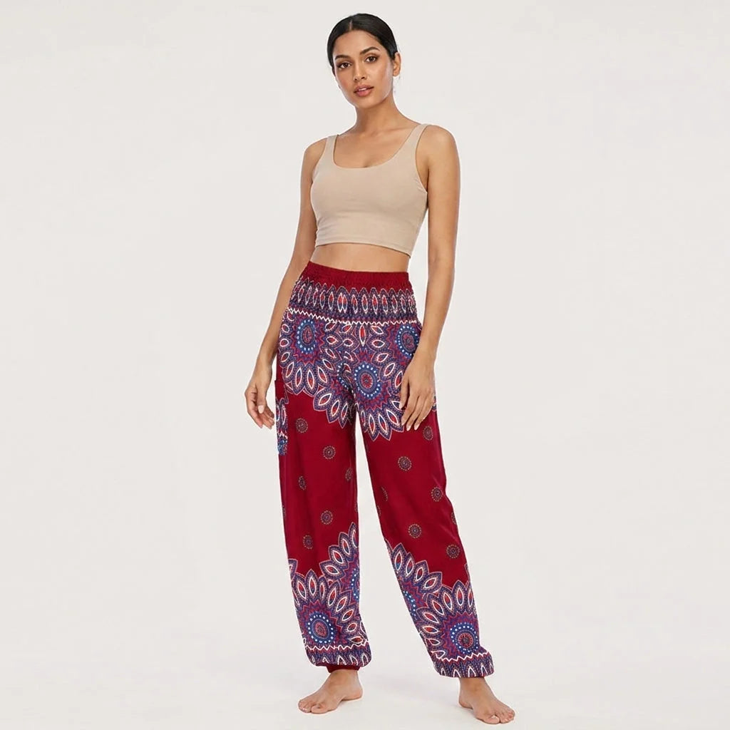 Boho Pants For Woman With Elastic Waist Comfort