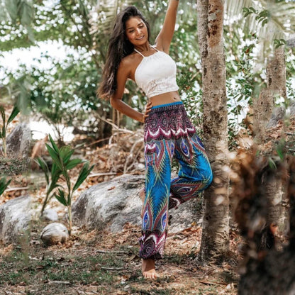 Boho Pants For Woman With Elastic Waist Comfort