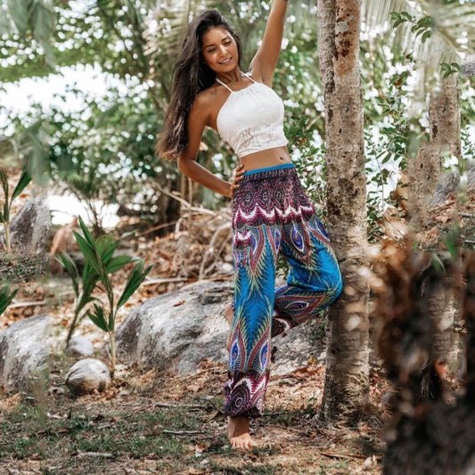 Boho Pants For Woman With Elastic Waist Comfort