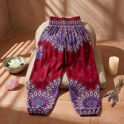 Boho Pants For Woman With Elastic Waist Comfort