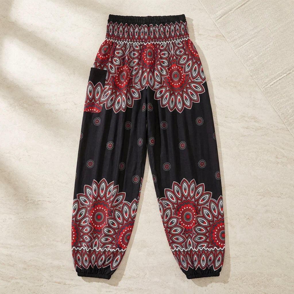Boho Pants For Woman With Elastic Waist Comfort