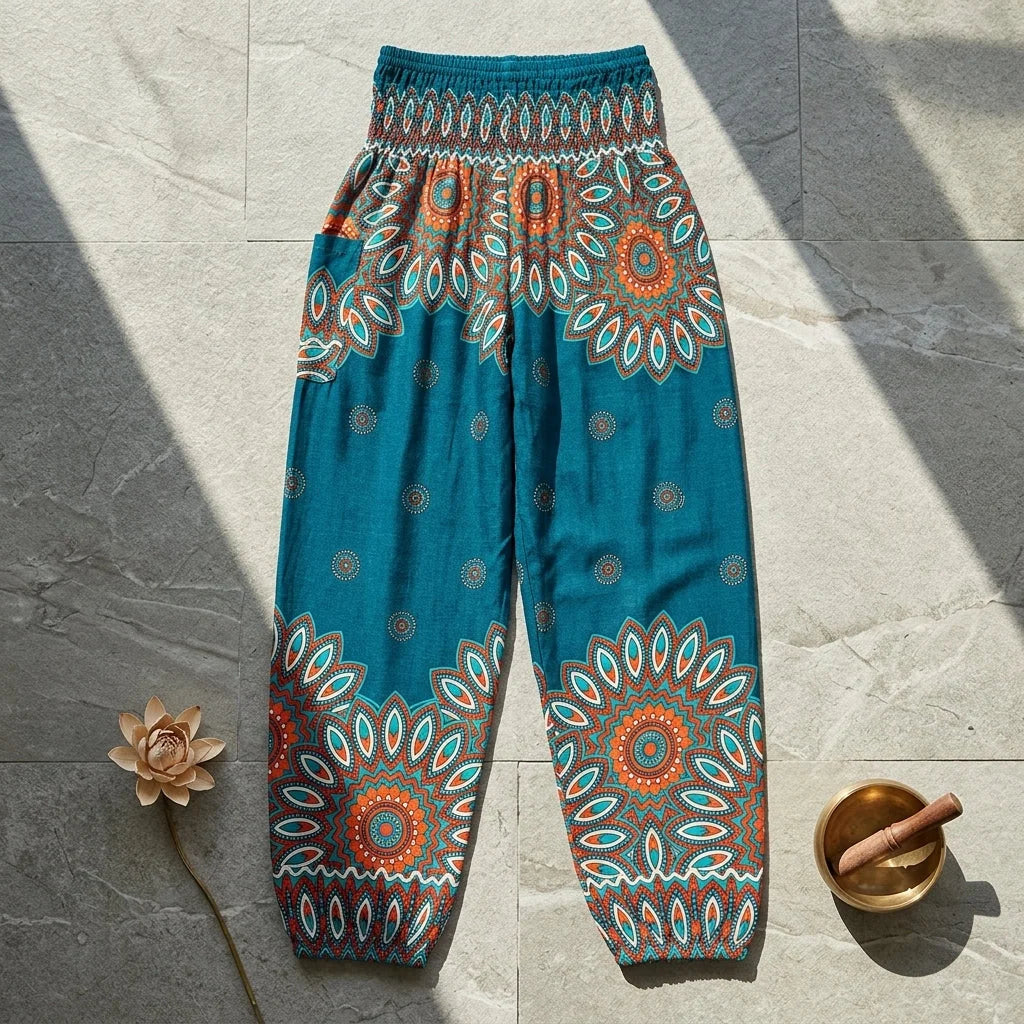 Boho Pants For Woman With Elastic Waist Comfort