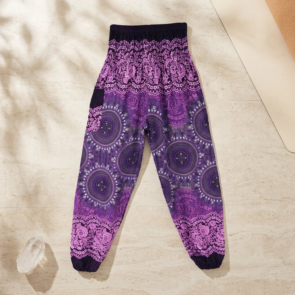 Boho Pants Womens High Waist Cotton Trousers