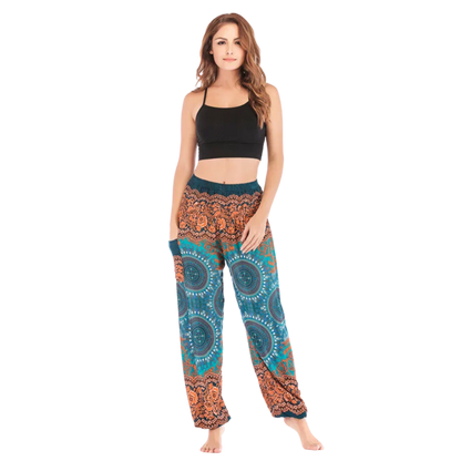 Boho Pants Womens High Waist Cotton Trousers