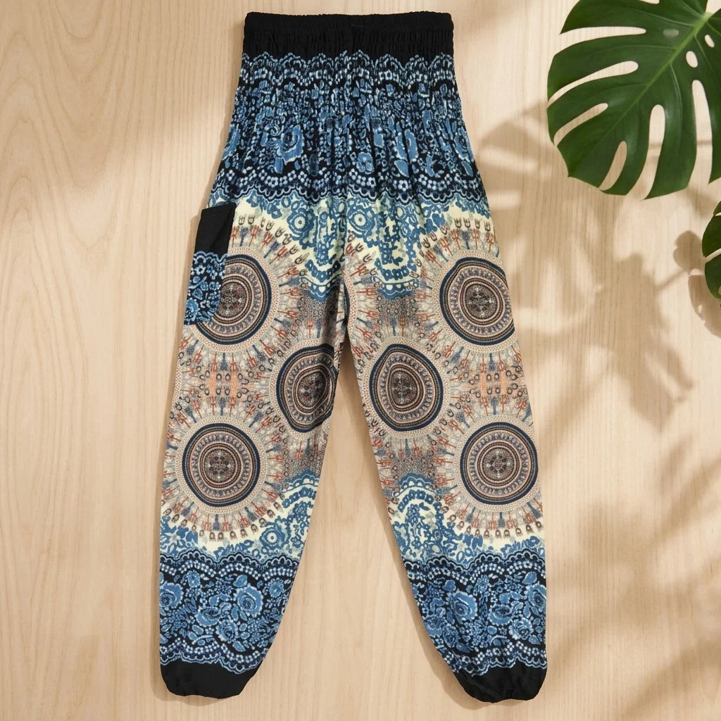 Boho Pants Womens High Waist Cotton Trousers