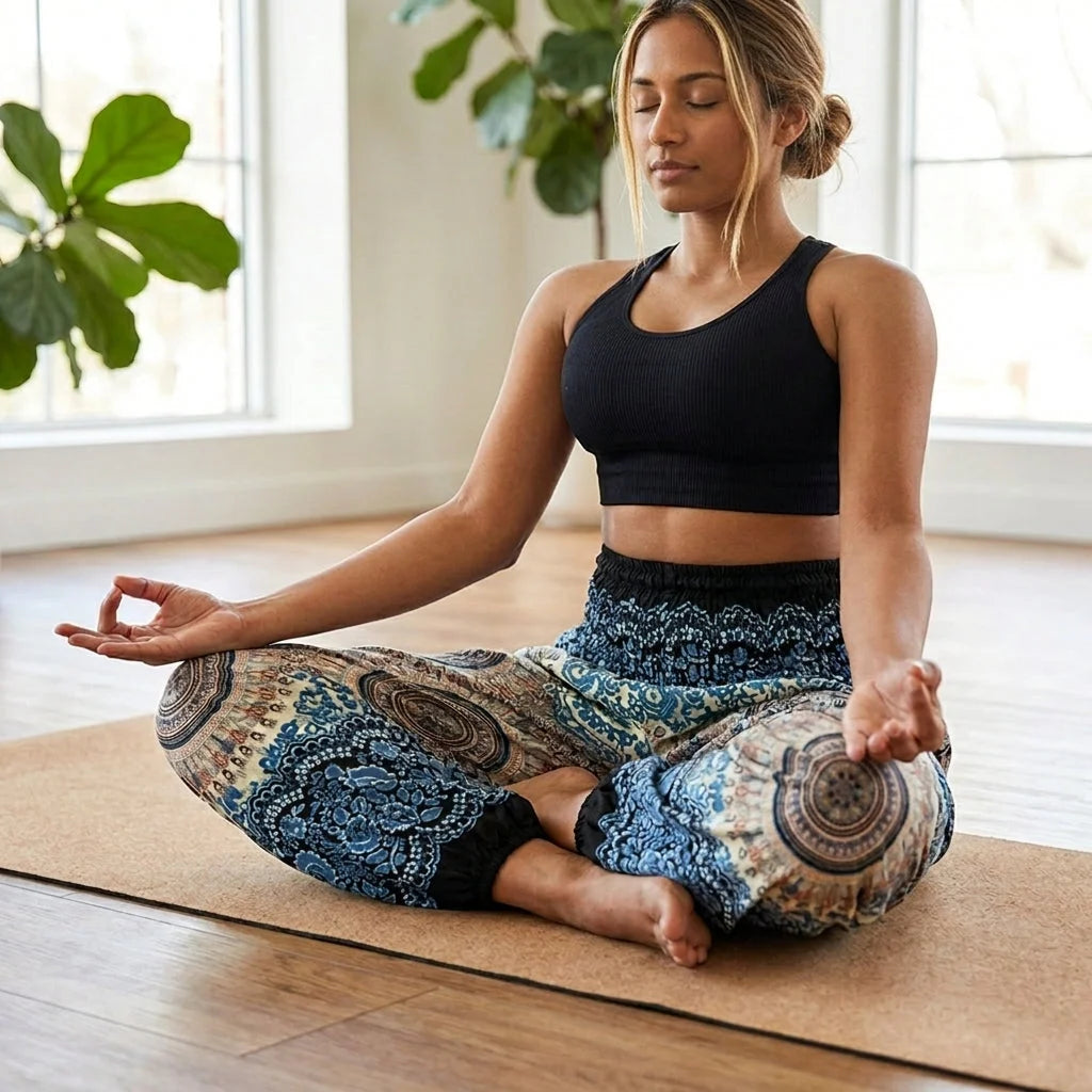 Boho Pants Womens High Waist Cotton Trousers