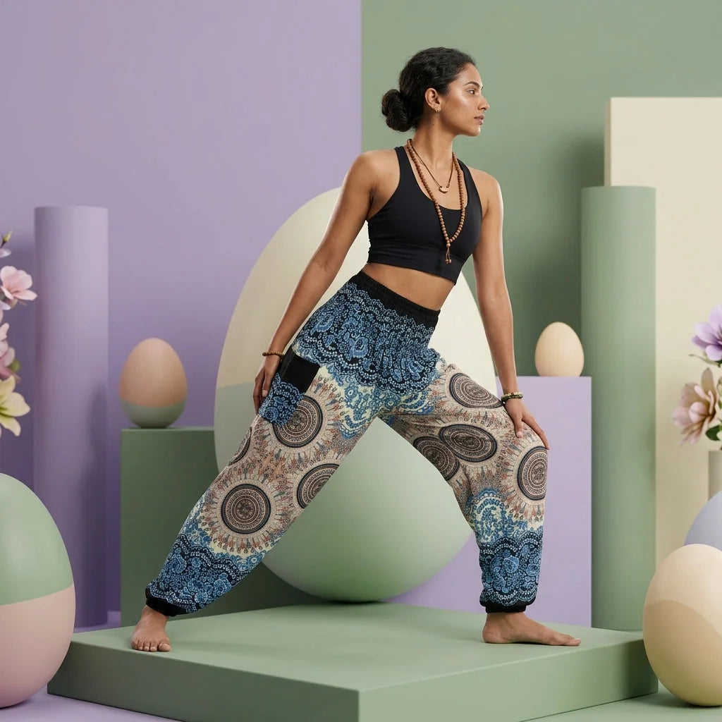 Boho Pants Womens High Waist Cotton Trousers