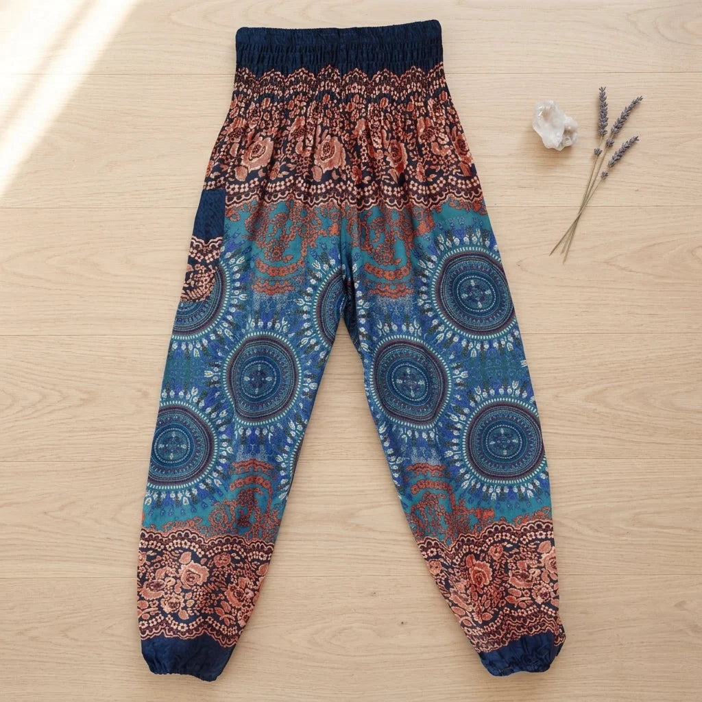 Boho Pants Womens High Waist Cotton Trousers