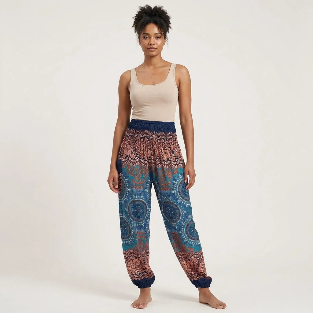 Boho Pants Womens High Waist Cotton Trousers
