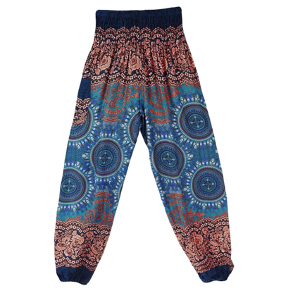 Boho Pants Womens High Waist Cotton Trousers - Brown / one size