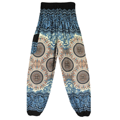 Boho Pants Womens High Waist Cotton Trousers - Silver Sand / one size
