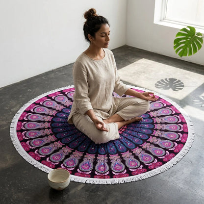 Boho Round Yoga Mat Carpet With Tassels
