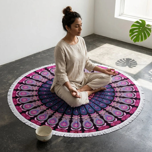 Boho Round Yoga Mat Carpet With Tassels