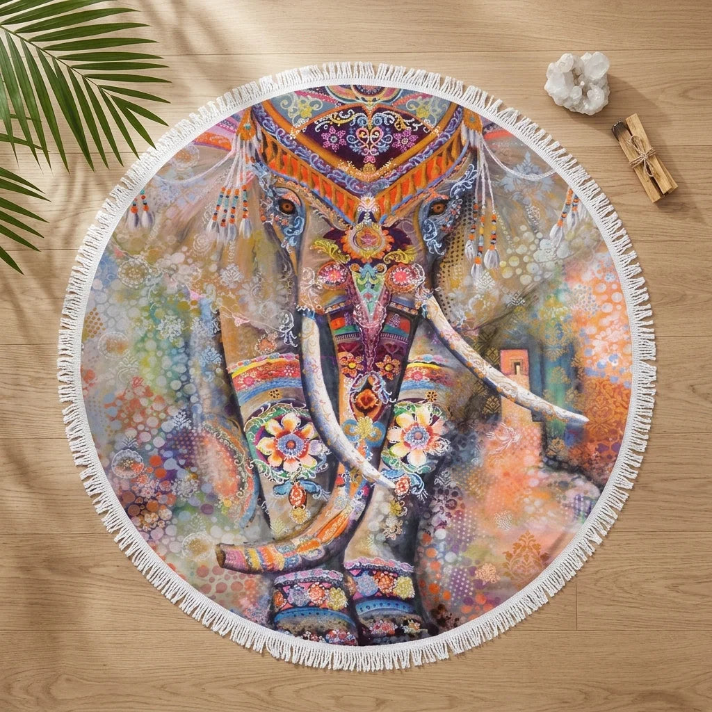 Boho Round Yoga Mat Carpet With Tassels
