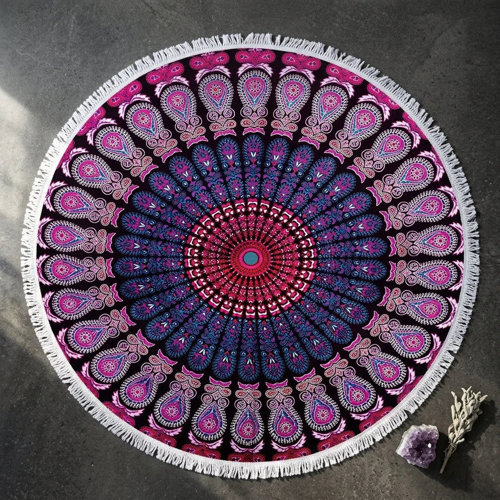 Boho Round Yoga Mat Carpet With Tassels