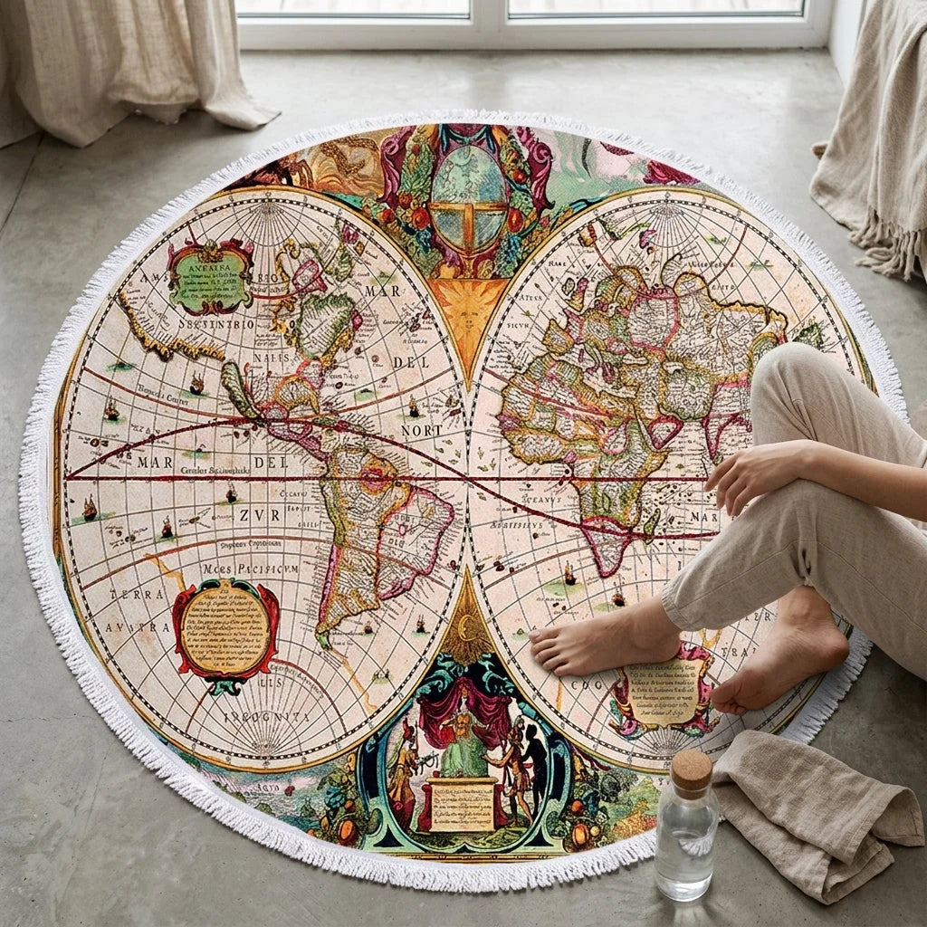 Boho Round Yoga Mat Carpet With Tassels