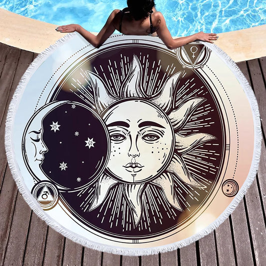 Boho Round Yoga Mat Carpet With Tassels - Style B / 150x150 cm