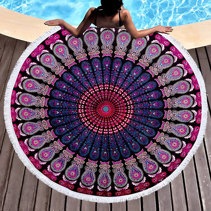 Boho Round Yoga Mat Carpet With Tassels - Style E / 150x150 cm