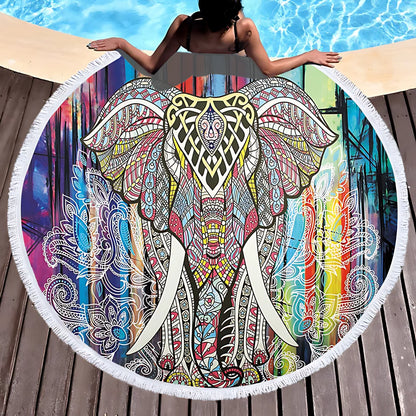 Boho Round Yoga Mat Carpet With Tassels - Style H / 150x150 cm