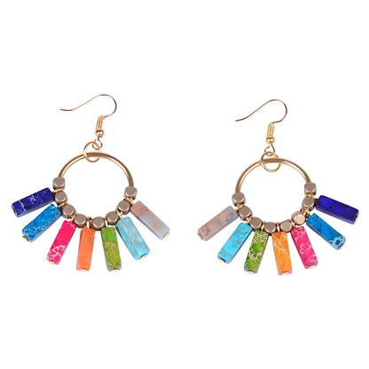 Boho Seven Stone Chakra Earrings For Grounded Style - Set