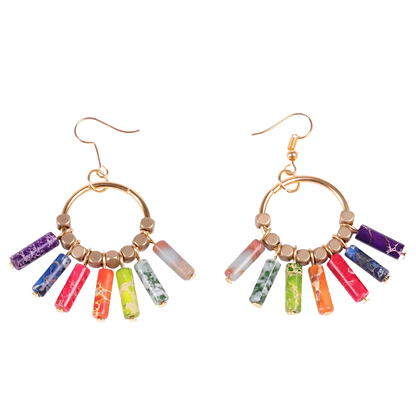 Boho Seven Stone Chakra Earrings For Grounded Style - Set B