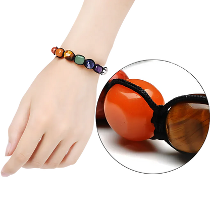 Boho Stone Bracelets Braided With Chakra Beads - Picture color