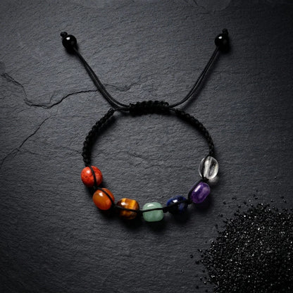 Boho Stone Bracelets Braided With Chakra Beads - Picture color