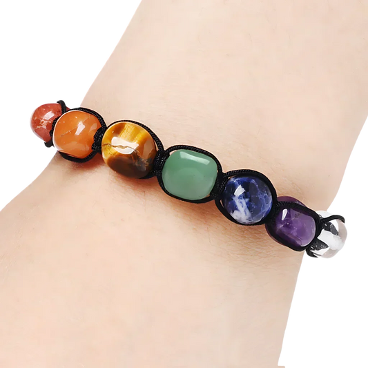 Boho Stone Bracelets Braided With Chakra Beads - Picture color