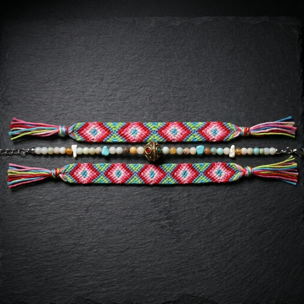 Boho Woven Beachy Anklets For Yoga & Travel